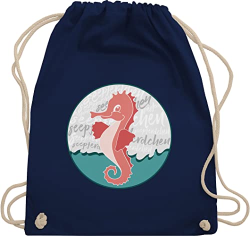 Turnbeutel Rucksack - Kinder Sport Kleidung - Seepferdchen Abzeichen - Unisize - Navy Blau - kinderturnbeutel schwimmabzeichen turnsackerl geschenk zum bestandenen schwimmen gym bag seepferd von Shirtracer