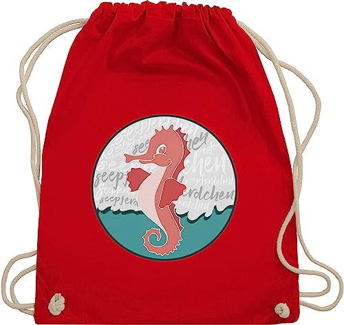 Turnbeutel Rucksack - Kinder Sport Kleidung - Seepferdchen Abzeichen - Unisize - Rot - schwimmabzeichen beutel bestanden turnsackerl beutelrucksack beuteltasche stoffbeutel kinderturnbeutel von Shirtracer