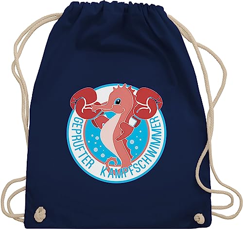 Turnbeutel Rucksack - Kinder Sport Kleidung - Seepferdchen - Unisize - Navy Blau - baumwoll beutel sporttasche turnsack tasche stoffrucksack turnsackerl sportbeutel rucksäcke gym bag beuteltasche von Shirtracer