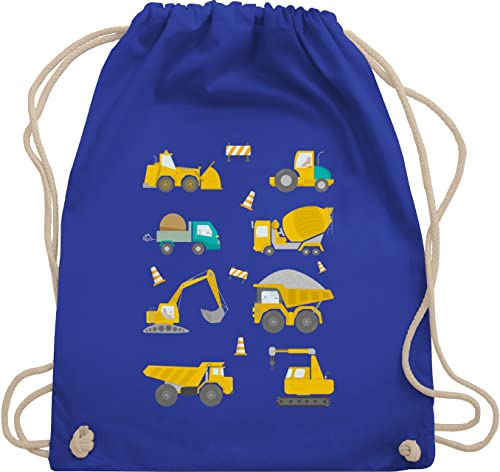 Turnbeutel Rucksack - Kinder Traktor Bagger und Co. - Baustellen Fahrzeuge - Unisize - Royalblau - stoffbeutel baumwolle sportbeutel stoff turnen tasche turntasche bag sportrucksack stoffsackerl von Shirtracer