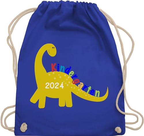 Turnbeutel Rucksack - Kindergarten 2024 -Dino - Unisize - Royalblau - rucksäcke junge sport wechselsachen tasche kita kindergartenkind dino stoffbeutel sporttasche jungen kindergartentasche von Shirtracer