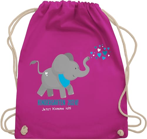 Shirtracer Turnbeutel Rucksack - Kindergarten 2024 süßer Elefant - Unisize - Fuchsia - tasche kita kindergärten kindergartenkind stoffbeutel kind rucksäcke kindergartenbeginn sportbeutel geschenk von Shirtracer