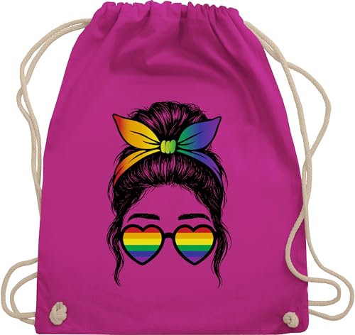 Turnbeutel Rucksack - Kleidung Flag - Frauen Pride Geschenk Regenbogen Outfit LGBTQ Accessoires CSD Outfit Damen I Rainbow I Regenbogenfarben - Unisize - Fuchsia - lgbtq-tasche lgbt lgbtq+ beutel von Shirtracer