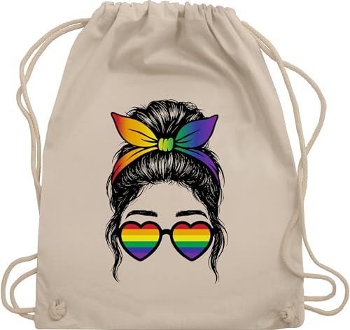 Turnbeutel Rucksack - Kleidung Flag - Frauen Pride Geschenk Regenbogen Outfit LGBTQ Accessoires CSD Outfit Damen I Rainbow I Regenbogenfarben - Unisize - Naturweiß - lgbtq-tasche lgbt lgbtq+ beutel von Shirtracer