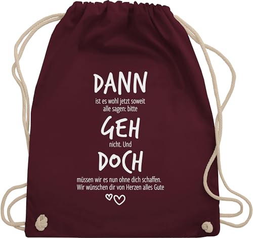 Turnbeutel Rucksack - Kollegen - Taschen - Dann geh doch mit Herzen | Abschiedsgeschenk berufliche Veränderung | Verabschiedung bei Karrieresprung | Alles Gute beim Jobwechsel | Abschiedsgeschenk von Shirtracer