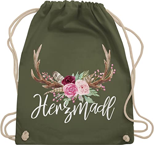 Turnbeutel Rucksack - Kompatibel mit Oktoberfest Tasche - Herzmadl - Unisize - Olivgrün - oktoberfest- hirsch juterucksäcke bayerischer herzmädl sportrucksack oktoberfestbekleidung hirschmotiv von Shirtracer