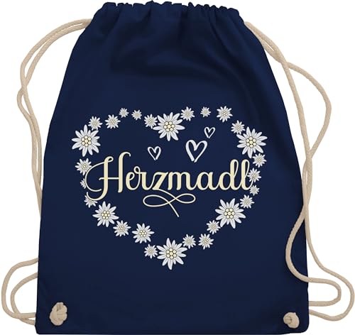 Turnbeutel Rucksack - Kompatibel mit Oktoberfest Tasche - Herzmadl Madel Madl Mädel - Unisize - Navy Blau - gym bag trachtenrucksäcke oktober fest sportbeutel trachtentaschen bayerische mode von Shirtracer