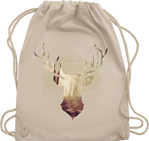 Shirtracer Turnbeutel Rucksack - Kompatibel mit Oktoberfest Tasche - Hirsch Jäger - Unisize - Naturweiß - trachtenrucksack trachtentaschen bayrische jaeger beutelrucksäcke trachten oktoberfest-tasche von Shirtracer