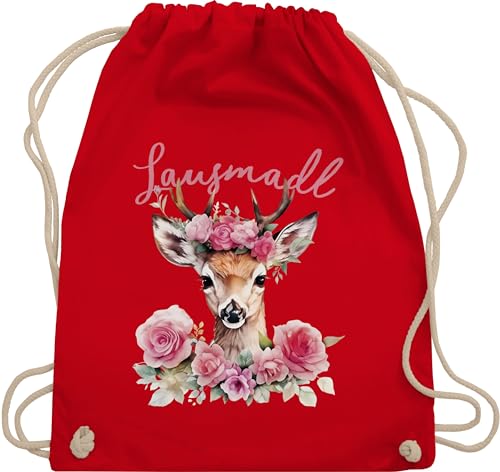 Turnbeutel Rucksack - Kompatibel mit Oktoberfest Tasche - Lausmadl Reh Geweih I Lausemädchen I Freches Mädchen I Lausmädchen I Lousy Girl - Unisize - Rot - trachtenrucksack bayrische sackerl von Shirtracer