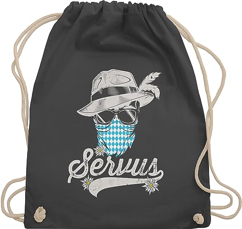Turnbeutel Rucksack - Kompatibel mit Oktoberfest Tasche - Servus Totenkopf Bayern Edelweiß Trachten Bayrisch Tirol Bavaria - Unisize - Dunkelgrau - oktoberfestbekleidung oktober fest von Shirtracer