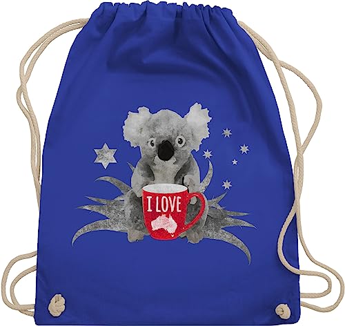 Turnbeutel Rucksack - Kontinente - I love Australien Koala - Unisize - Royalblau - turnen tasche australia turnsackerl sporttasche beutel baumwolle baumwoll turn stoffbeutel als geschenke urlaub von Shirtracer