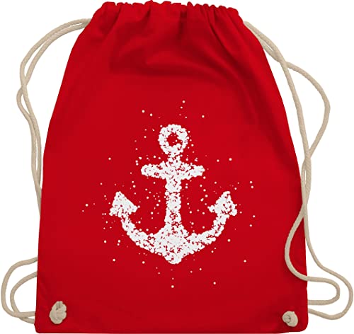 Turnbeutel Rucksack - Kunst - Anker Matrosen Nordsee Maritime Ostsee Ankerliebe - Unisize - Rot - geschenk für segler art ankern stoffrucksack maritimer kind maritim beutel geschenksack maritimes von Shirtracer