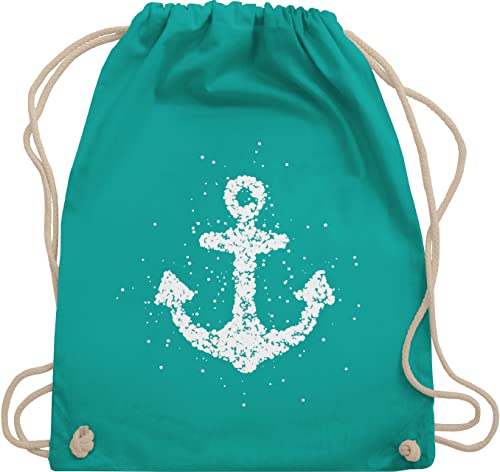 Turnbeutel Rucksack - Kunst - Anker Matrosen Nordsee Maritime Ostsee Ankerliebe - Unisize - Türkis - geschenk für segler art ankern stoffrucksack maritimer kind maritim beutel geschenksack von Shirtracer