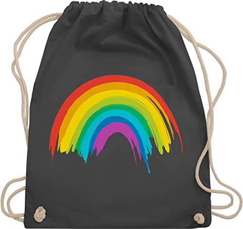 Turnbeutel Rucksack - Kleidung Pride Flag - Regenbogen LGBT & LGBTQ - Unisize - Dunkelgrau - stoffbeutel baumwolle sportbeutel stoff cotton bag sport beuteltasche beutel kinder stofftaschen bags von Shirtracer