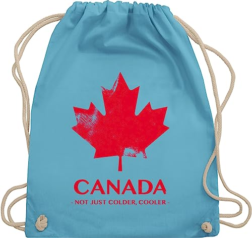 Turnbeutel Rucksack - Länder Fahnen und Flaggen - Canada Not just colder cooler - Souvenir Geschenk - Unisize - Hellblau - kanada vintage country maple beutelrucksäcke stadt kanadier stoffbeutel von Shirtracer