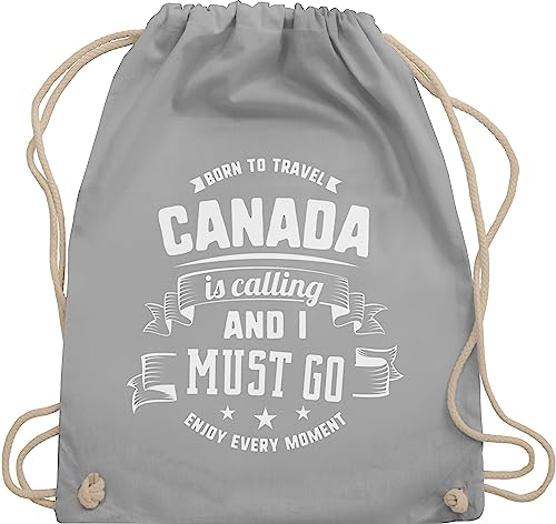 Turnbeutel Rucksack - Länder Fahnen und Flaggen - Canada is calling and I must go Weiß - Unisize - Hellgrau - stoffbeutel baumwolle beuteltasche beutelrucksäcke stoff sportbeutel beutel von Shirtracer