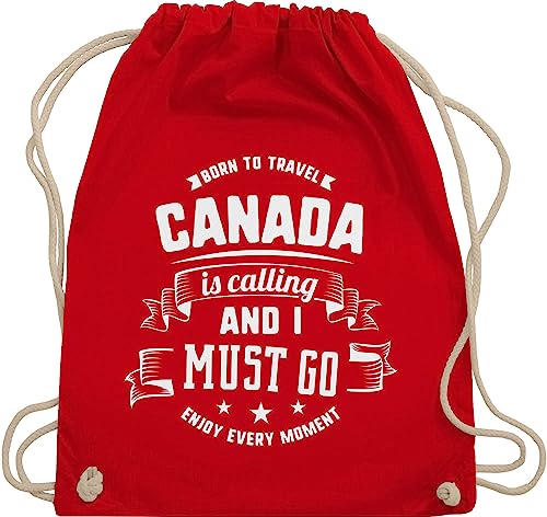 Turnbeutel Rucksack - Länder Fahnen und Flaggen - Canada is calling and I must go Weiß - Unisize - Rot - country kanada beutelrucksäcke stoffbeutel trainingsbeutel sportbeutel baumwollrucksack von Shirtracer