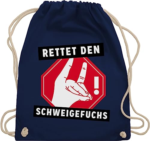 Turnbeutel Rucksack - Lehrer - Taschen - Rettet den Schweigefuchs - Unisize - Navy Blau - baumwolltasche beutel geschenk baumwolle geschenke für stoffbeutel als angehende sprüche beschriftung von Shirtracer