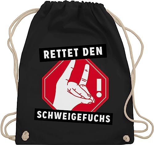 Turnbeutel Rucksack - Lehrer - Taschen - Rettet den Schweigefuchs - Unisize - Schwarz - jutebeutel schule tasche teacher fuchs beutel geschenk für referendariat lehrerinnen stoffrucksack geschenke von Shirtracer