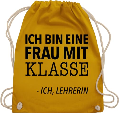 Turnbeutel Rucksack - Taschen - Ich bin eine Frau mit Klasse - Ich, Lehrerin - Unisize - Senfgelb - lehrer tasche geschenke für lehrerinnen grundschule geschenk fuer lieblingslehrerin beste von Shirtracer