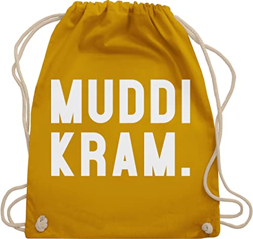 Turnbeutel Rucksack - Mama - Taschen - Muddi Kram - Unisize - Senfgelb - muttertagsgeschenk stoffrucksack mommy mutter mum stoffbeutel mothers day gift muttertagsgeschenke mom mutti juterucksack von Shirtracer
