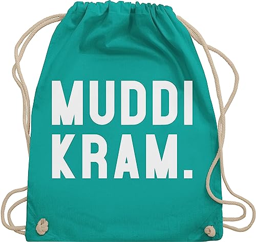 Turnbeutel Rucksack - Mama - Taschen - Muddi Kram - Unisize - Türkis - muttertagsgeschenk stoffrucksack mommy mutter mum stoffbeutel mothers day gift muttertagsgeschenke mom mutti juterucksack von Shirtracer