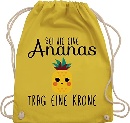 Shirtracer Turnbeutel Rucksack - Manga & Comic Zubehör - Sei wie eine Ananas - Unisize - Gelb - damen mit sprüchen spruechen stoff - sprüche spruch stoffbeutel kordelzug aufschrift beutel baumwolle von Shirtracer