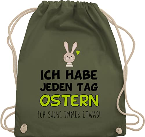 Turnbeutel Rucksack - Ich habe jeden Tag Ostern Geschenk I Ostergeschenk I Osterhase I Oster Hase - Unisize - Olivgrün - osterbeutel stoff ostermotiv bunny stofftasche kleinigkeit ostergeschenke von Shirtracer
