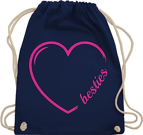 Turnbeutel Rucksack - Partner-Look Freundinnen - Besties Herz fuchsia - Unisize - Navy Blau - geschenke für freundin friends beutel stoff partnerlook beste geschenk matching partner look bestie von Shirtracer