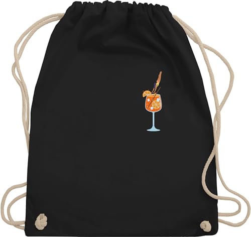 Turnbeutel Rucksack - Party & Alkohol Damen - Aperol Spritz | Italy | Italien | Malle | Aperoli | Fasching | Karneval - Unisize - Schwarz - saufrucksack sauf glas beutel festival clothes alki von Shirtracer