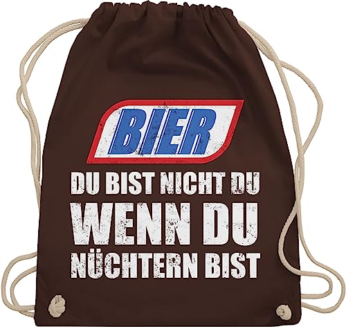 Turnbeutel Rucksack - Party & Alkohol Damen - Bier Du bist nicht du wenn du nüchtern bist Vintage - Unisize - Braun - trink sprüche stoffbeutel trinken rucksäcke sauf beutel saufgeschenk von Shirtracer