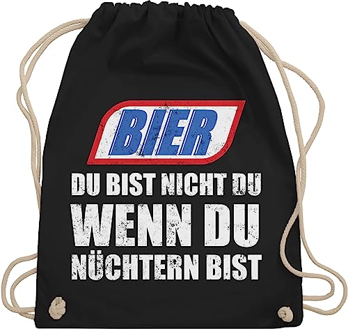 Turnbeutel Rucksack - Party & Alkohol Damen - Bier Du bist nicht du wenn du nüchtern bist Vintage - Unisize - Schwarz - saufrucksack sauf ganz beutel festival clothes alki rucksäcke trinkgeschenke von Shirtracer