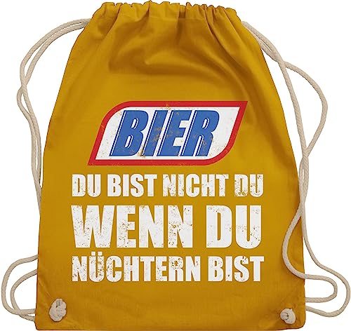 Turnbeutel Rucksack - Party & Alkohol Damen - Bier Du bist nicht du wenn du nüchtern bist Vintage - Unisize - Senfgelb - saufrucksack sauf ganz beutel festival clothes alki rucksäcke von Shirtracer