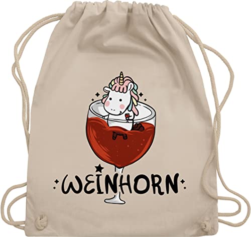 Turnbeutel Rucksack - Party & Alkohol Damen - Süßes Weinhorn - schwarz - Unisize - Naturweiß - trink sprüche trinkspruch saufi sauf saufen trinksprüche trinksprüchen trinken festival clothes von Shirtracer