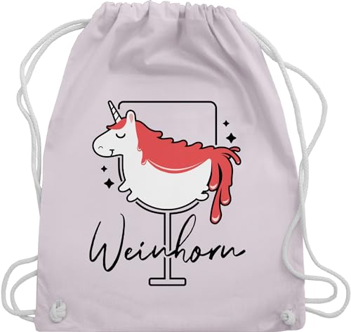 Turnbeutel Rucksack - Party & Alkohol Damen - Weinhorn - schwarz - Unisize - Pastell Rosa - trinkspruch stoffrucksack trinksprüchen beutel sauf sportbeutel saufgeschenk stoff trinken baumwolle von Shirtracer