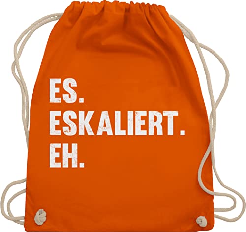 Turnbeutel Rucksack - Party & Alkohol Herren - Es eskaliert eh - Unisize - Orange - bag sportbeutel festival sprüche mit spruch stoffbeutel baumwolle malle beutel es. sportsack festivalrucksack von Shirtracer