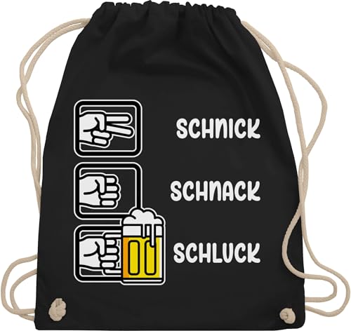 Turnbeutel Rucksack - & Alkohol Herren - Schnick Schnack Schluck I Schere Stein Papier I Saufen I JGA Trinksprüche Malle I Trink Spruch I Party I Bierliebhaber I Alkoholliebe - Unisize - Schwarz von Shirtracer
