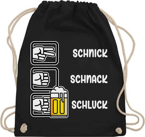 Turnbeutel Rucksack - Party & Alkohol Herren - Schere Stein Paar Bier - Trink Spruch Bierliebhaber Lustig Sauf - Unisize - Schwarz - saufrucksack alki rucksäcke festival clothes saufen beutel von Shirtracer