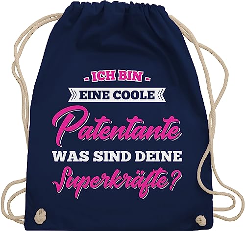 Turnbeutel Rucksack - Geschenk Taufpatin - Ich Bin Eine Coole Patentante was Sind Deine Superkräfte - Unisize - Navy Blau - tasche beste coolste stoffsackerl geschenke der welt sportbeutel von Shirtracer