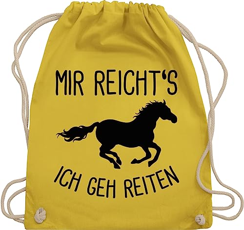 Turnbeutel Rucksack - Pferde Geschenk und Zubehör - Mir reichts ich geh Reiten mit Pferd - Unisize - Gelb - mädchen pferdefan geschenkebeutel gehe pferdesport sporttasche pferdezubehör reite von Shirtracer