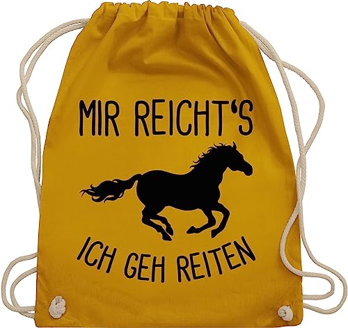 Shirtracer Turnbeutel Rucksack - Pferde Geschenk und Zubehör - Mir reichts ich geh Reiten mit Pferd - Unisize - Senfgelb - pferderucksäcke mädchen pferdegeschenke sportbeutel stoff pferdezubehör von Shirtracer