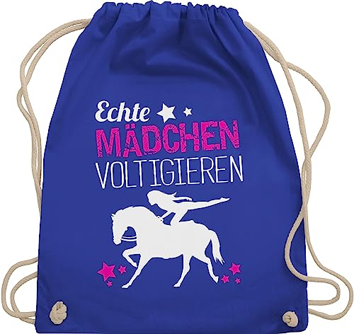 Shirtracer Turnbeutel Rucksack - Pferde - Taschen - Echte Mädchen voltigieren - Unisize - Royalblau - pferd funny horses beutel baumwolle reitrucksack reit sprüche geschenk trainingsbeutel ridebag von Shirtracer