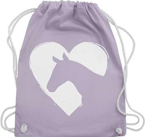 Shirtracer Turnbeutel Rucksack - Pferde - Taschen - Herz mit Pferdekopf - Unisize - Pastell Lila - pferd geschenk mädchen reiter geschenke horses pferdefreunde pferdefan reitsachen reitzubehör von Shirtracer