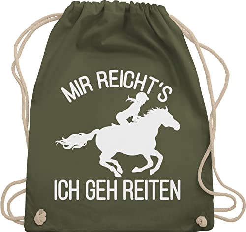 Turnbeutel Rucksack - Pferde - Taschen - Mir reicht's ich geh Reiten - Unisize - Olivgrün - für pferdemädchen mädchen reiter und pferd geschenkebeutel reitsachen sportbeutel horse sporttasche von Shirtracer