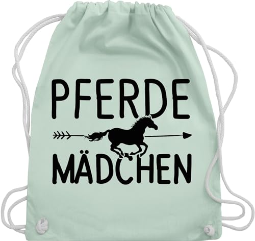 Shirtracer Turnbeutel Rucksack - Taschen - Pferde Mädchen Geschenk - Pferdegeschenke Reiten - Unisize - Pastell Grün - für mit pferden reiter und pferd kinder baumwolle beutel pferdesport stoff von Shirtracer