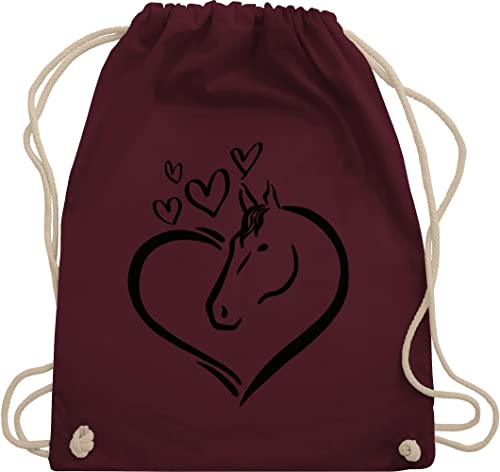 Turnbeutel Rucksack - Pferde - Taschen - Pferdeportrait im Herz - Unisize - Bordeauxrot - geschenk für mädchen mit pferden reiter geschenke pferdegeschenke pferdegeschenk pferde, reitersachen von Shirtracer