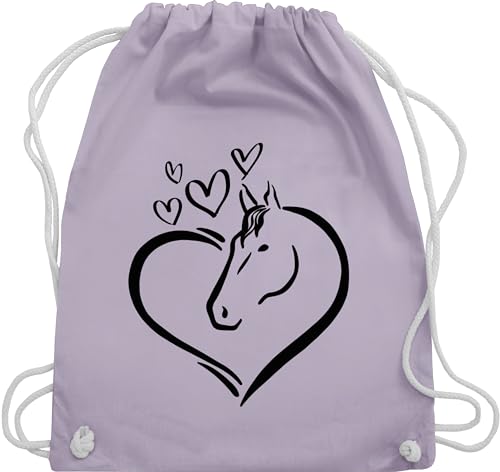 Turnbeutel Rucksack - Pferde - Taschen - Pferdeportrait im Herz - Unisize - Pastell Lila - pferdetasche stalltasche pferd pferdeliebhaber pferdeherz bauwollbeutel reiterzubehör pferdebeutel reiten von Shirtracer