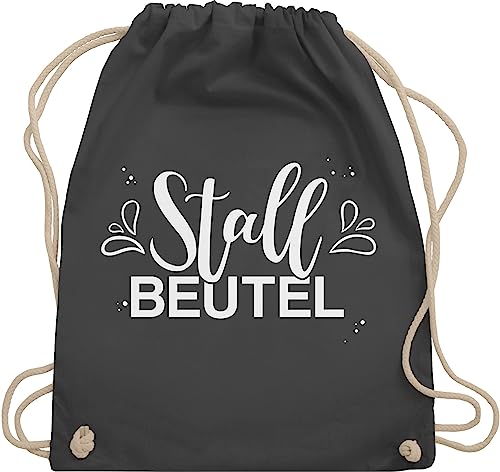 Turnbeutel Rucksack - Pferde - Taschen - Stallbeutel Lettering - Unisize - Dunkelgrau - turnen beutel pferd reiter sportbeutel baumwolle mädchen sprüche reiten turn tasche kinder geschenk horse von Shirtracer