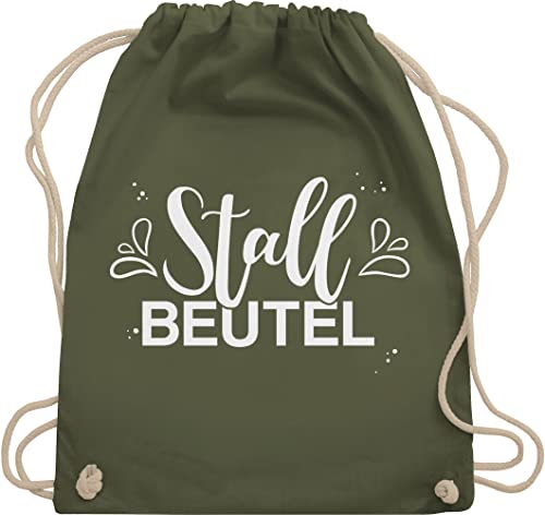 Shirtracer Turnbeutel Rucksack - Pferde - Taschen - Stallbeutel Lettering - Unisize - Olivgrün - reiterin geschenk reiter mädchen zubehöhr zum reiten erwachsene sachen stalltasche pferden sprüche von Shirtracer