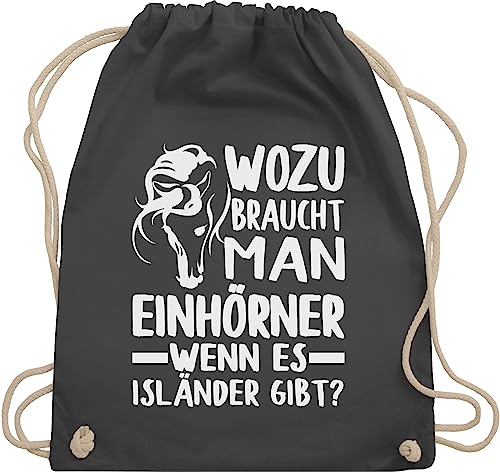 Turnbeutel Rucksack - Pferde - Taschen - Wozu braucht man Einhörner, wenn es Isländer gibt? - Unisize - Dunkelgrau - reit pferd sportbeutel reitrucksack für reiter pferdefans sportrucksack von Shirtracer